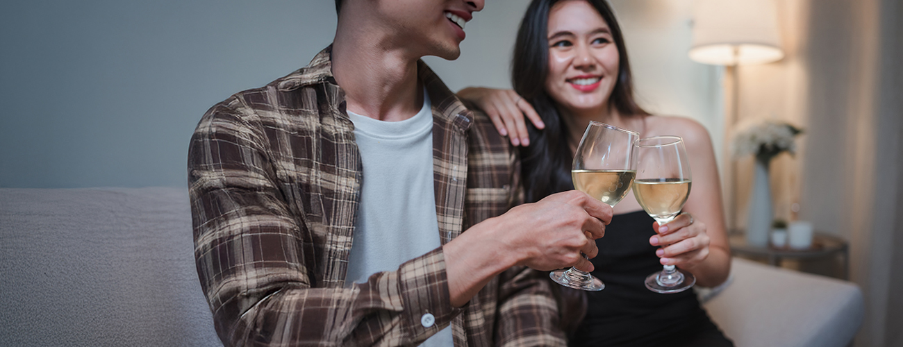 couple with a glass of wine